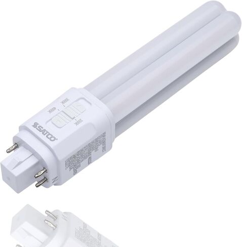 مصباح Satco LED PL 9.5 واط 18 واط/26 واط/32 واط يعادل 3000 كيلو/3500 كيلو/4000 كيلو CCT قابل للتحديد G24q 4-Pin Base Type A الصابورة المعتمدة على عكس الضوء 120-277 فولت الجزء S29856 (6 عبوات) in Kuwait