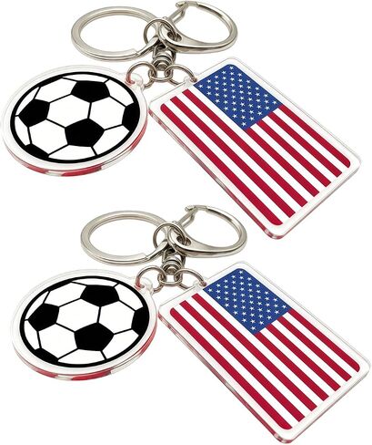 2PCS 2026 World Cup Soccer Keychain,America Flag Soccer Ball Key Chain with Metal Ring,Backpack Charm & Sports Gift for Men,Durable Daily Use Football Accessories,Soccer Fan Gift & Souvenir in Saudi Arabia