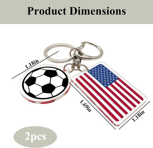 2PCS 2026 World Cup Soccer Keychain,America Flag Soccer Ball Key Chain with Metal Ring,Backpack Charm & Sports Gift for Men,Durable Daily Use Football Accessories,Soccer Fan Gift & Souvenir in Saudi Arabia