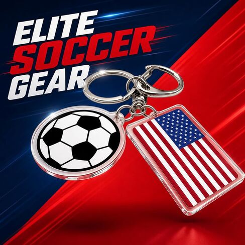 2PCS 2026 World Cup Soccer Keychain,America Flag Soccer Ball Key Chain with Metal Ring,Backpack Charm & Sports Gift for Men,Durable Daily Use Football Accessories,Soccer Fan Gift & Souvenir in Saudi Arabia