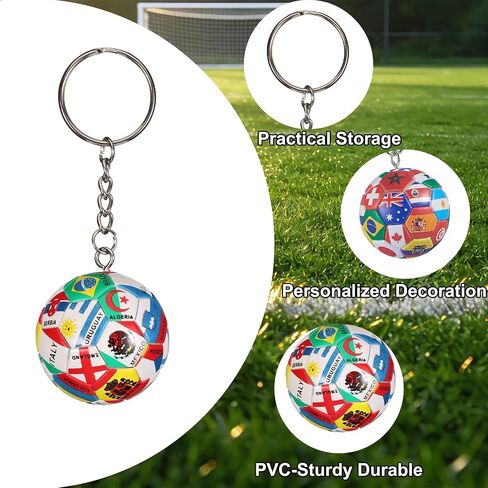 World Cup Soccer Keychain National Flags Football Key Ring Sports Souvenir & Backpack Accessory for 2026 Football Fans in Kuwait