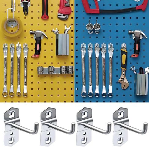 15 قطعة من خطافات المرآب المعدنية، شماعات أدوات Pegboard، نظام تثبيت بفتحة مربعة، أوتاد شديدة التحمل، منظمة لوح الرف لورشة العمل in Kuwait