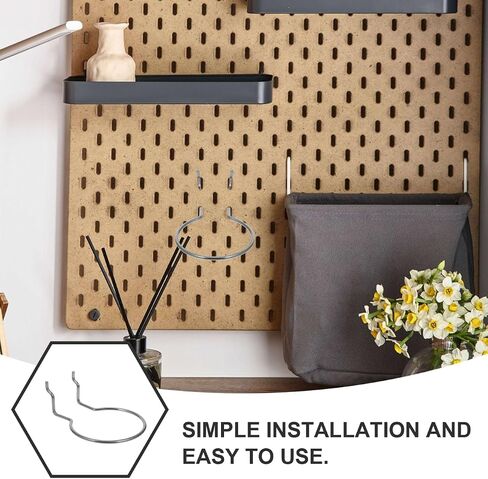 Ipetboom 20pcs الفولاذ المقاوم للصدأ Pegboard السنانير سلك مزدوج الثقيلة السنانير فائدة لأدوات التعليق والملحقات سهلة التركيب الوتد حلقات حامل الكأس لورشة العمل المرآب مكتب in Kuwait