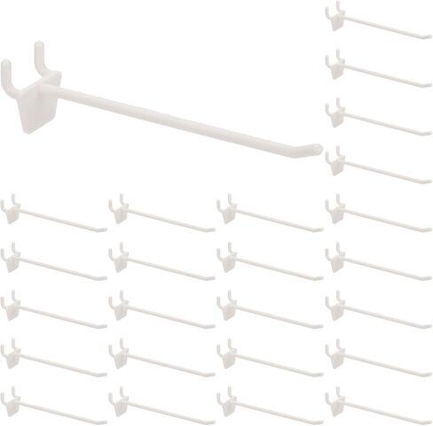 خطافات Pegboard من PATIKIL، (3 بوصة، أبيض حليبي، تناسب 1/4 بوصة Pegboard) (25 قطعة)، منظم تخزين حائطي من بلاستيك ABS، مناسب لـ - المرآب/المكتب/المنزل/المتجر in Kuwait