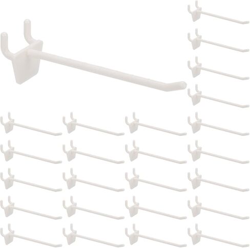 خطافات Pegboard من PATIKIL، (3 بوصة، أبيض حليبي، تناسب 1/4 بوصة Pegboard) (25 قطعة)، منظم تخزين حائطي من بلاستيك ABS، مناسب لـ - المرآب/المكتب/المنزل/المتجر in Kuwait