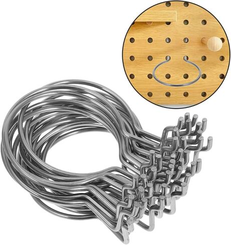 Ipetboom 20pcs الفولاذ المقاوم للصدأ Pegboard السنانير سلك مزدوج الثقيلة السنانير فائدة لأدوات التعليق والملحقات سهلة التركيب الوتد حلقات حامل الكأس لورشة العمل المرآب مكتب in Kuwait