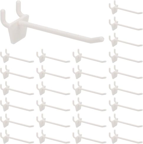 خطافات Pegboard من PATIKIL، (3 بوصة، أبيض حليبي، تناسب 1/4 بوصة Pegboard) (25 قطعة)، منظم تخزين حائطي من بلاستيك ABS، مناسب لـ - المرآب/المكتب/المنزل/المتجر in Kuwait