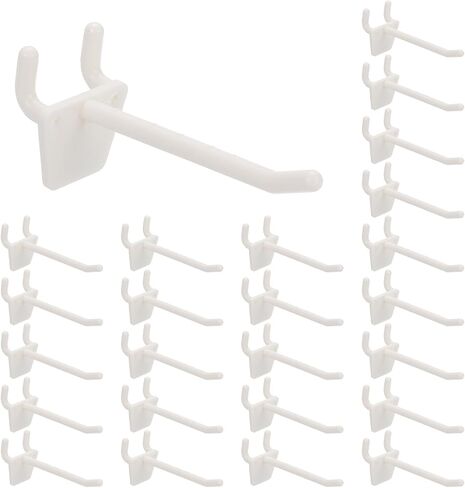 خطافات Pegboard من PATIKIL، (3 بوصة، أبيض حليبي، تناسب 1/4 بوصة Pegboard) (25 قطعة)، منظم تخزين حائطي من بلاستيك ABS، مناسب لـ - المرآب/المكتب/المنزل/المتجر in Kuwait