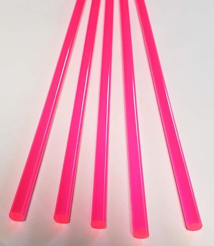 5 Pcs 1/4" Diameter x 12" Inch Long Color Pink Clear Translucent Fluorescent Acrylic Plexiglass Rods - .25 Dia - 6.35mm in Saudi Arabia