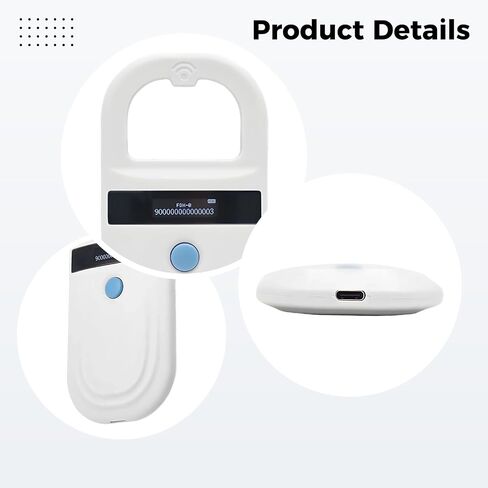 ماسح ضوئي دقيق للحيوانات الأليفة، قارئ معرف الحيوان العالمي، جهاز محمول RFID 134.2 كيلو هرتز، مسافة قراءة 0-5.9 بوصة، شاشة OLED، يعمل مع EMID FDX-B (ISO11784/85) لتحديد هوية الحيوانات الأليفة in Kuwait