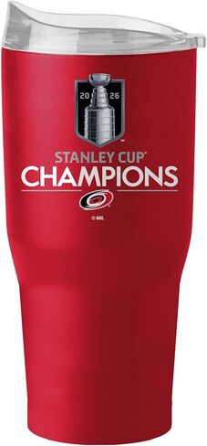 شعار العلامات التجارية Carolina Hurricanes NHL Stanley Cup Champions كوب من الفولاذ المقاوم للصدأ سعة 30 أونصة - شعار NHL Stanley Cup Champions الرسمي، لون الفريق in Kuwait