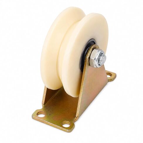 Nylon Groove Track Wheel, Sliding Door Roller Pulley, Fixed Mount Bracket for Tube Track, Wire Rope Guide, Rolling Gate, Mechanical Cart and Mobile Door Hardware, 1pcs (White V Type, 3 inch) in Kuwait