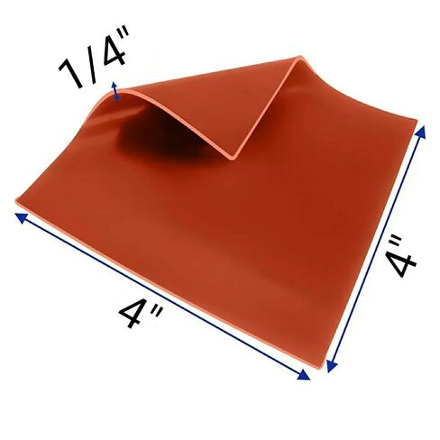 4" Square 1/4" Thick Silicone Rubber Sheet High Temp Solid Red/Orange Grade 4x4 by JTS in Kuwait