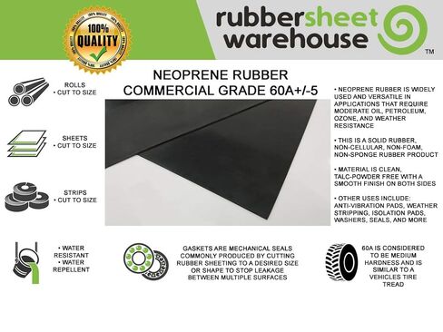 مستودع الألواح المطاطية بسمك 1.00 بوصة (1 بوصة) × عرض 1 بوصة × طول 30 بوصة - شريط مطاطي من النيوبرين درجة تجارية 65A، لمسة نهائية ناعمة، مطاط صلب، مثالي للتجريد من الطقس، والحشية، والأزياء والأعمال اليدوية in Kuwait