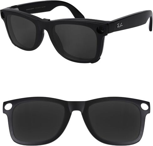 Polarized External Mount Clip-on for Ray-Ban Meta Wayfarer RW4008 & Gen 2 RW4012 Large 53-22 for Men Women UV Protection-Silver in Kuwait