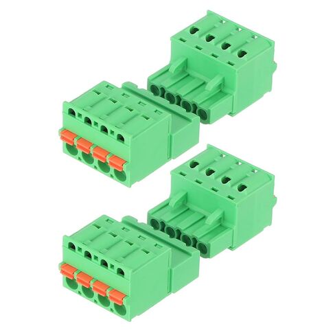 MECCANIXITY 2 Set 5.08 mm 0.2" Pitch Terminal Block, 4 Vertical Pin Spring PCB Mount Terminal Block Pluggable Male & Female Circuit Board Connector 300V 10A for 24-14AWG in Kuwait