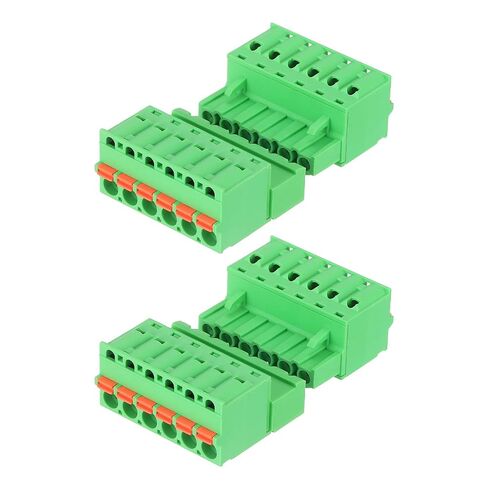 MECCANIXITY 2 Set 5.08 mm 0.2" Pitch Terminal Block, 4 Vertical Pin Spring PCB Mount Terminal Block Pluggable Male & Female Circuit Board Connector 300V 10A for 24-14AWG in Kuwait