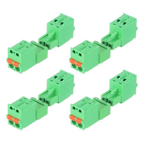 MECCANIXITY 2 Set 5.08 mm 0.2" Pitch Terminal Block, 4 Vertical Pin Spring PCB Mount Terminal Block Pluggable Male & Female Circuit Board Connector 300V 10A for 24-14AWG in Kuwait
