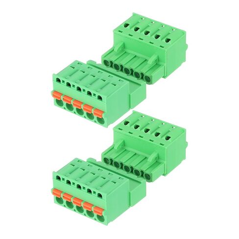 MECCANIXITY 2 Set 5.08 mm 0.2" Pitch Terminal Block, 4 Vertical Pin Spring PCB Mount Terminal Block Pluggable Male & Female Circuit Board Connector 300V 10A for 24-14AWG in Kuwait