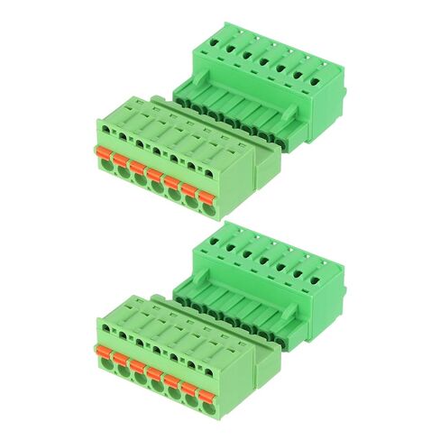 MECCANIXITY 2 Set 5.08 mm 0.2" Pitch Terminal Block, 4 Vertical Pin Spring PCB Mount Terminal Block Pluggable Male & Female Circuit Board Connector 300V 10A for 24-14AWG in Kuwait