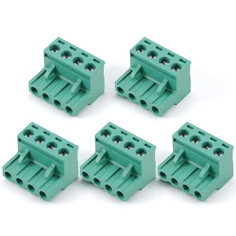 5 قطعة كتلة طرفية، 4 دبوس أخضر PCB جبل موصل طرفي ذكر وأنثى PCB زاوية برغي محطات كتلة موصل التوصيل للإلكترونيات in Kuwait