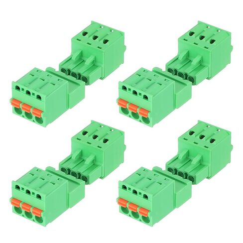 MECCANIXITY 2 Set 5.08 mm 0.2" Pitch Terminal Block, 4 Vertical Pin Spring PCB Mount Terminal Block Pluggable Male & Female Circuit Board Connector 300V 10A for 24-14AWG in Kuwait