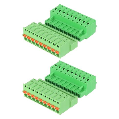 MECCANIXITY 2 Set 5.08 mm 0.2" Pitch Terminal Block, 4 Vertical Pin Spring PCB Mount Terminal Block Pluggable Male & Female Circuit Board Connector 300V 10A for 24-14AWG in Kuwait