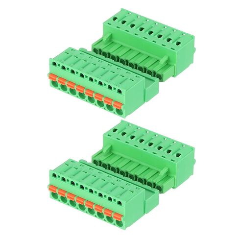 MECCANIXITY 2 Set 5.08 mm 0.2" Pitch Terminal Block, 4 Vertical Pin Spring PCB Mount Terminal Block Pluggable Male & Female Circuit Board Connector 300V 10A for 24-14AWG in Kuwait