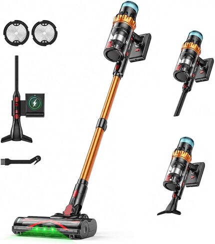 مكنسة كهربائية لاسلكية TechRise، 58KPA 680W 70 دقيقة مع شاشة لمس LED، 3+1 أوضاع ذكية، مضادة للتشابك وفلتر 8 في 1، مكنسة كهربائية لاسلكية قائمة بذاتها للمنزل/شعر الحيوانات الأليفة/السجاد/الأرضية in Kuwait