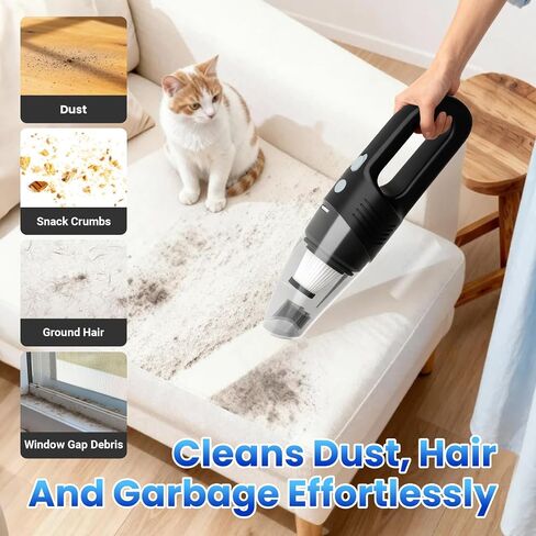 Handheld Vacuum Cordless Car Vacuum Cleaner 11000PA High Power Portable 1.4lbs Lightweight Rechargeable with 2 Filter Multi-Nozzles for Home Office Dust in Kuwait