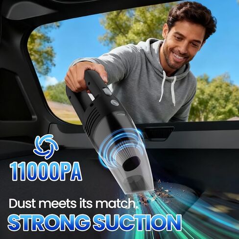 Handheld Vacuum Cordless Car Vacuum Cleaner 11000PA High Power Portable 1.4lbs Lightweight Rechargeable with 2 Filter Multi-Nozzles for Home Office Dust in Kuwait