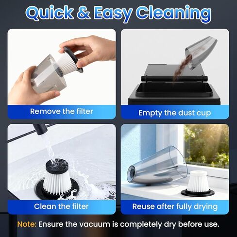 Handheld Vacuum Cordless Car Vacuum Cleaner 11000PA High Power Portable 1.4lbs Lightweight Rechargeable with 2 Filter Multi-Nozzles for Home Office Dust in Kuwait