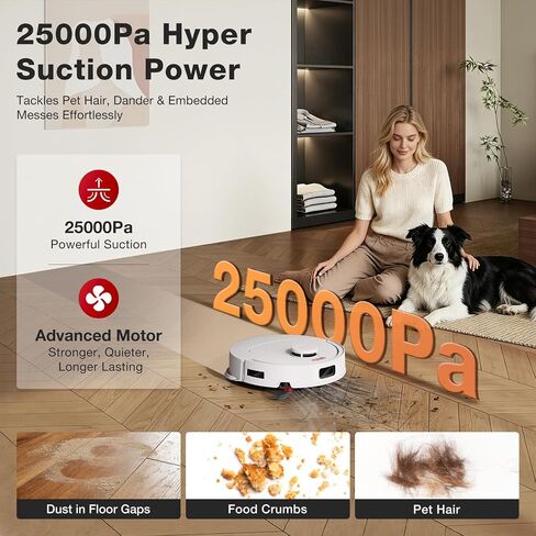 مكنسة وممسحة روبوت YEEDI M12 PRO Gen2، شفط قوي 25000 باسكال، ملاحة ليزر LDS، تجميع الغبار التلقائي وتنظيف الممسحة، محطة OMNI لتجفيف الهواء الساخن 113 درجة فهرنهايت، تقنية ZeroTangle 2.0، كيس غبار كبير سعة 3 لتر in Kuwait
