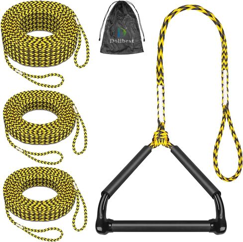 Dolibest 75FT Floating Water Ski Rope with Comfortable Handle, 4-Section Adjustable Wakeboard Tow Rope for Wakeboarding,Waterskiing,Kneeboarding & Tubing, 1600LB Strength & Reinforced End in Kuwait