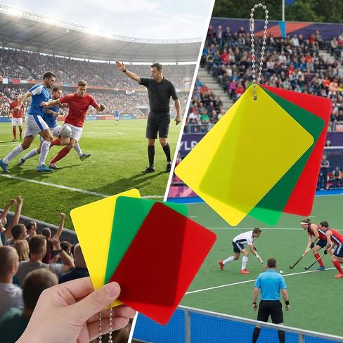 6Pcs Soccer Referee Penalty Cards, Professional Referee Cards | Soccer Referees Card Warning Ejection Delay Green Red and Yellow Card for Sports Game Officials Kit , Referees Accessories in Kuwait