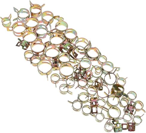 SHINEOFI Spring Band Hose Clamps with Colored Zinc Coating, Inner Diameter 7/9/10/11/14/16/18mm 70pcs Made of Carbon Steel Wide Compatibility and Leak Prevention for Automotive in Kuwait