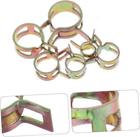 SHINEOFI Spring Band Hose Clamps with Colored Zinc Coating, Inner Diameter 7/9/10/11/14/16/18mm 70pcs Made of Carbon Steel Wide Compatibility and Leak Prevention for Automotive in Kuwait