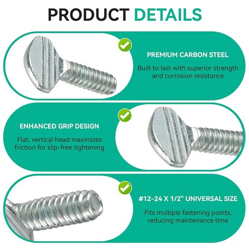 12-24 x 1/2" Thumb Screws Compatible with On Time Wildlife Feeder Parts, Carbon Steel Fully Threaded Galvanized Mounting Bracket Finger Screws, 5 Pack in Kuwait