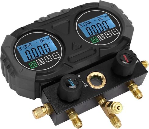 مقياس التفريغ الرقمي المنوع HVAC ميكرون، 0-6000 كيلو باسكال ± 0.2% دقة لشحن المبرد بالتيار المتردد، أداة اختبار الضغط والتسرب مع 19 مبردًا in Kuwait