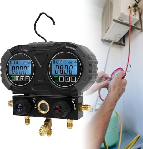 مقياس التفريغ الرقمي المنوع HVAC ميكرون، 0-6000 كيلو باسكال ± 0.2% دقة لشحن المبرد بالتيار المتردد، أداة اختبار الضغط والتسرب مع 19 مبردًا in Kuwait
