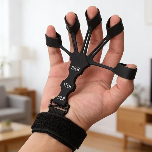 Silicone Finger Strengthener & Wrist Exerciser, 3 Levels Grip Strength Trainer for Basketball Shooting, Guitar, Climbing in Kuwait