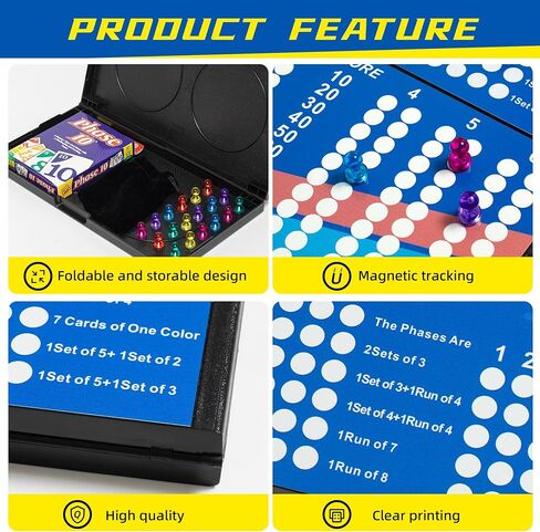 Phase 10 Score Board，Magnetic and Foldable Design for Phase 10 Card Game in Kuwait