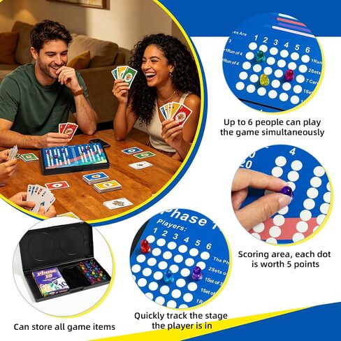 Phase 10 Score Board，Magnetic and Foldable Design for Phase 10 Card Game in Kuwait