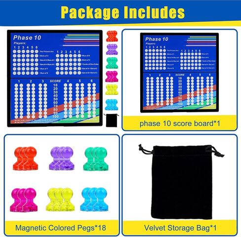 Phase 10 Score Board，Magnetic and Foldable Design for Phase 10 Card Game in Kuwait