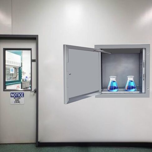 Pass Through Specimen Cabinet, Stainless Steel Specimen Pass-Through Box with Dual Sided Access Doors & Removable Tray, 13.2" W x 12.7" H x 6" D, for Lab in Saudi Arabia