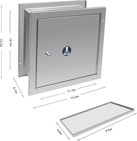 Pass Through Specimen Cabinet, Stainless Steel Specimen Pass-Through Box with Dual Sided Access Doors & Removable Tray, 13.2" W x 12.7" H x 6" D, for Lab in Saudi Arabia