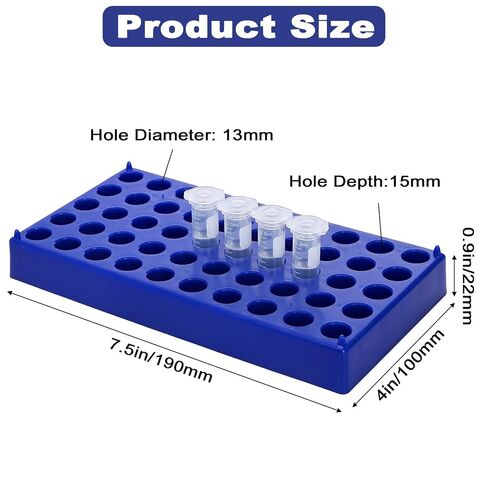 Lawei 6 Pack Vial Rack for 2ml HPLC Sample Bottles, 50 Holes with 13mm Diameter, Stackable Test Tube Holder, Durable Polypropylene Tube Rack, Centrifuge & Lab Bottle Holder with Numbered Grid, Blue in Kuwait