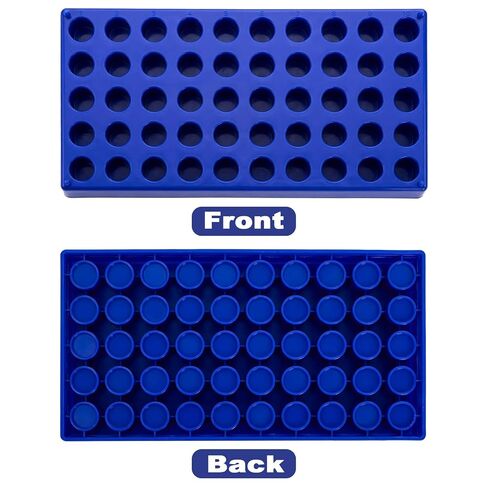 Lawei 6 Pack Vial Rack for 2ml HPLC Sample Bottles, 50 Holes with 13mm Diameter, Stackable Test Tube Holder, Durable Polypropylene Tube Rack, Centrifuge & Lab Bottle Holder with Numbered Grid, Blue in Kuwait