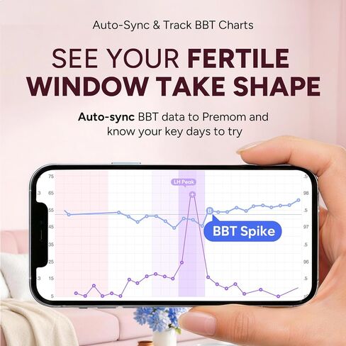 ميزان الحرارة القاعدي Easy@Home بتقنية البلوتوث: BBT ذكي للإباضة مع شاشة LCD كبيرة بإضاءة خلفية، ومتتبع عالي الدقة بنسبة 1/100 وذاكرة 30 قراءة | تطبيق Premom المتوافق | إبت-770 in Kuwait