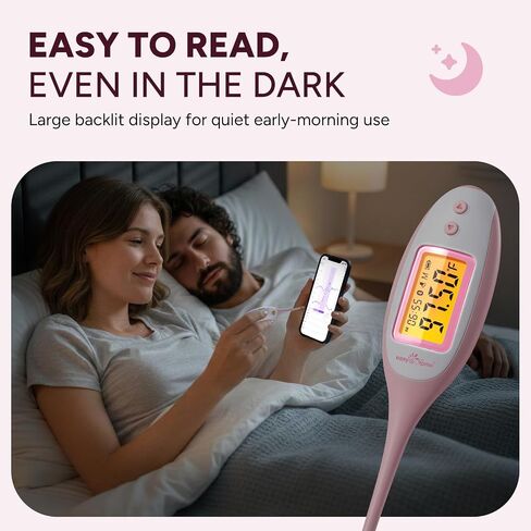 ميزان الحرارة القاعدي Easy@Home بتقنية البلوتوث: BBT ذكي للإباضة مع شاشة LCD كبيرة بإضاءة خلفية، ومتتبع عالي الدقة بنسبة 1/100 وذاكرة 30 قراءة | تطبيق Premom المتوافق | إبت-770 in Kuwait
